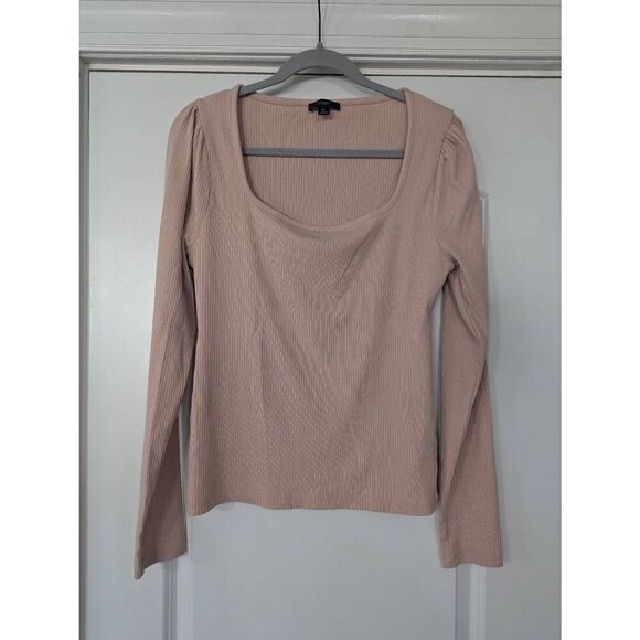 J.‎ Crew Ribbed stretch-cotton square neck T-Shirt women's size XL tan basics - Picture 1 of 6